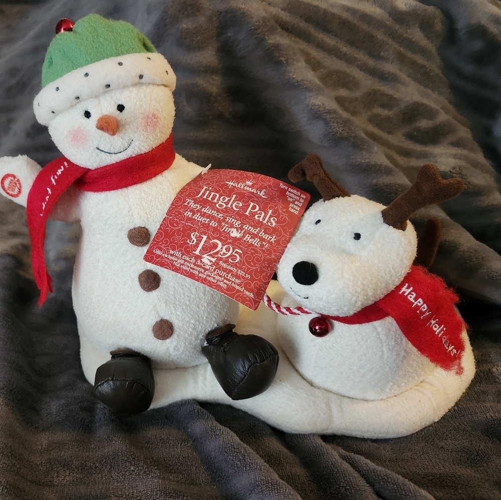 Collectors Vintage 2004 Hallmark Jingle Pals Snowman and Reindeer See Video!!